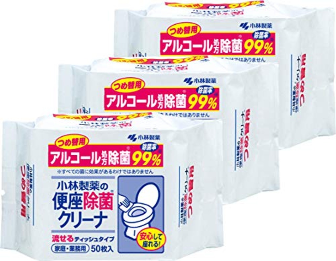 便座除菌クリーナ 小林製薬の 流せるシート アルコール除菌 トイレ掃除に 詰め替え用 50枚×3個