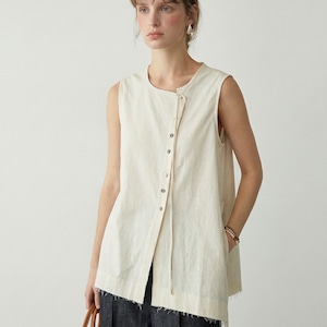 Button Front Sleeveless Tunic T0724