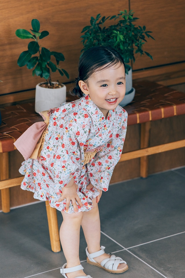 【3点set】YUKATA mini dress〈pink flower〉