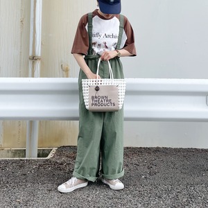 【THEATRE PRODUCTS】BROWN LABELED BASKET BAG (white)