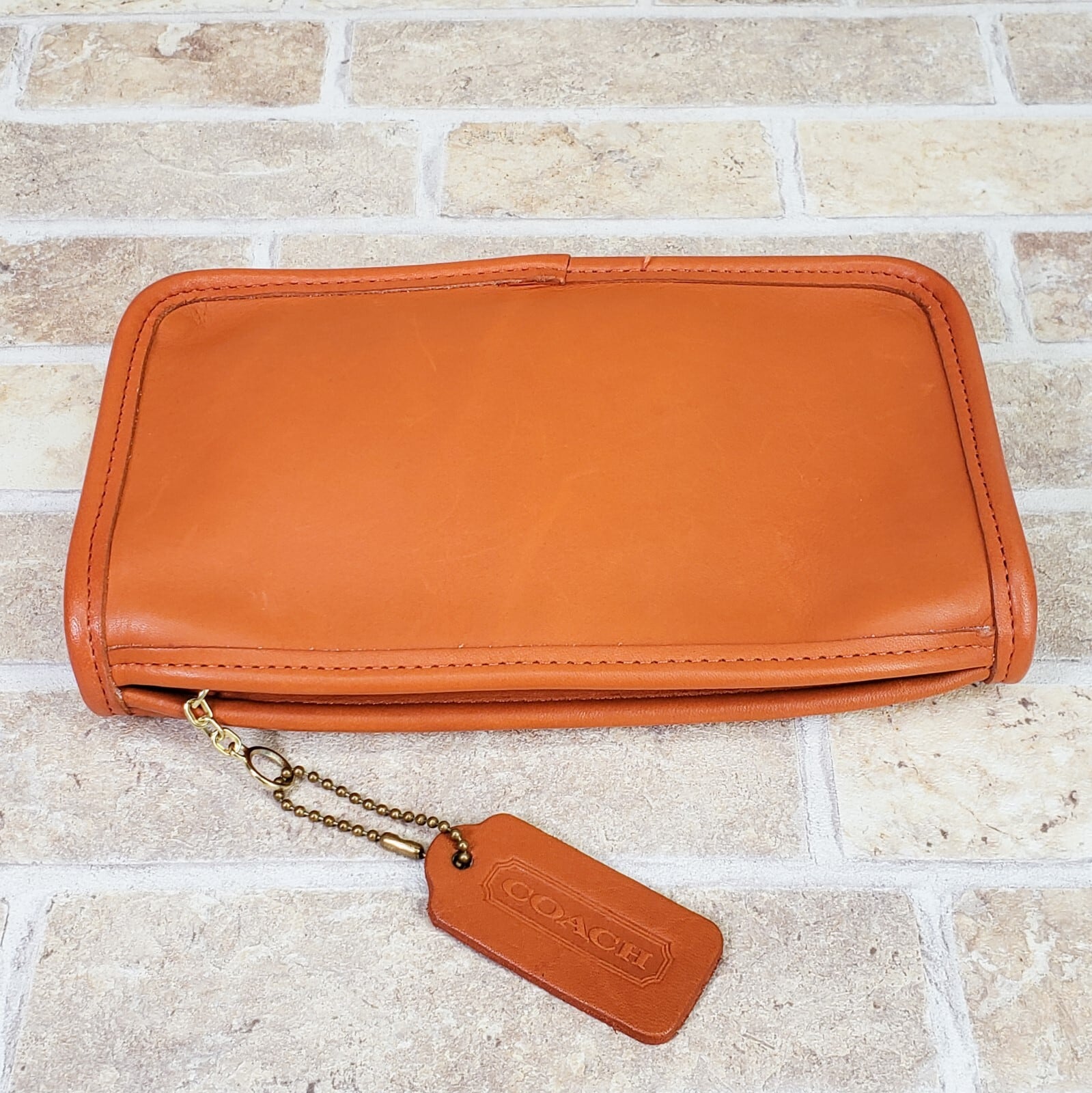 オールドコーチ ☆レザー ポーチ コスメポーチ クラッチ オレンジ ユニ  