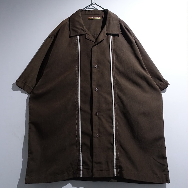 "CUBAVERA" Brown Line Desgin Cuba Shirt