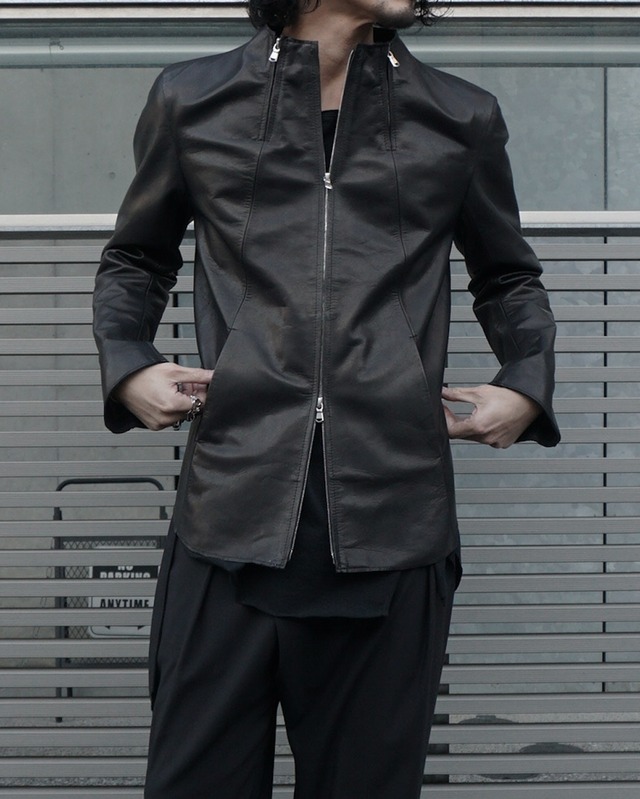 24ss完全受注生産 ASKYY / 3 ZIPPER LEATHER RIDERS JACKET / BLK (全額お支払用）
