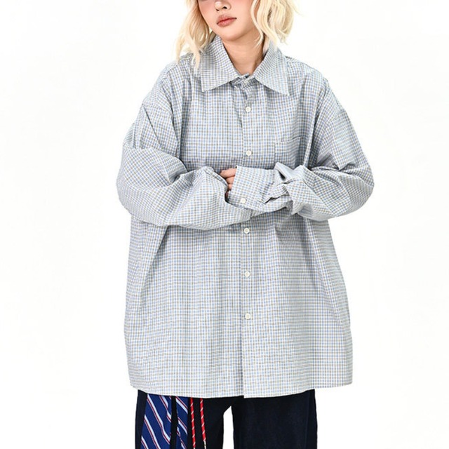 retro check color shirt　レトロチェック柄カラーシャツ　J1743