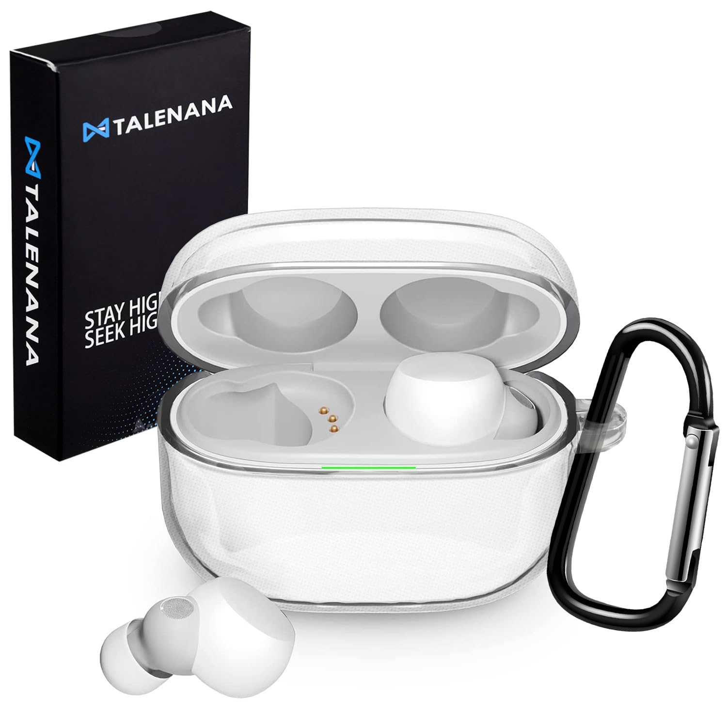 【新着特価】TALENANA for Sony LinkBuds S WF-LS900Nケース クリア 保護カバー TPU素材 防水 キズ防止 WF-LS900N保護ケース 装着充電可能 WF-LS900N ケース 落下防止 耐衝撃 全面保護 カラビナ付き WF-LS900N 対応 (クリア)