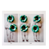 フランス 50s 緑と白の夢幻覚と錬金術ミルクボタンセット ヴィンテージ