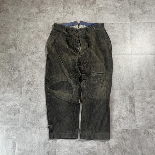 30-40s フレンチワーク 太畝コーデュロイ 墨黒 パンツ W35