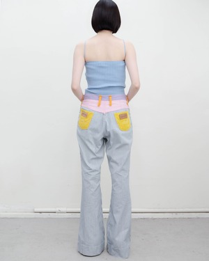 1970s Wrangler × Peter Max - color-block hickory flare trousers