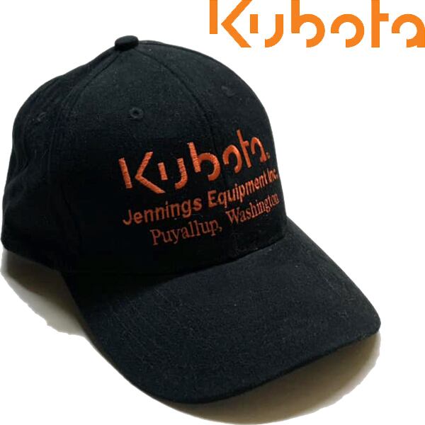 90s usa製   キャップ 黒 1点物◇クボタKubota企業ロゴ帽子/黒キャップ古着メンズレディースOK