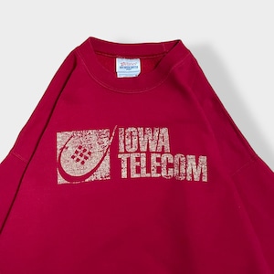 【HANES】メキシコ製 企業系 企業ロゴ  IOWA TELECOM プリント スウェット トレーナー プルオーバー L ヘインズ US古着