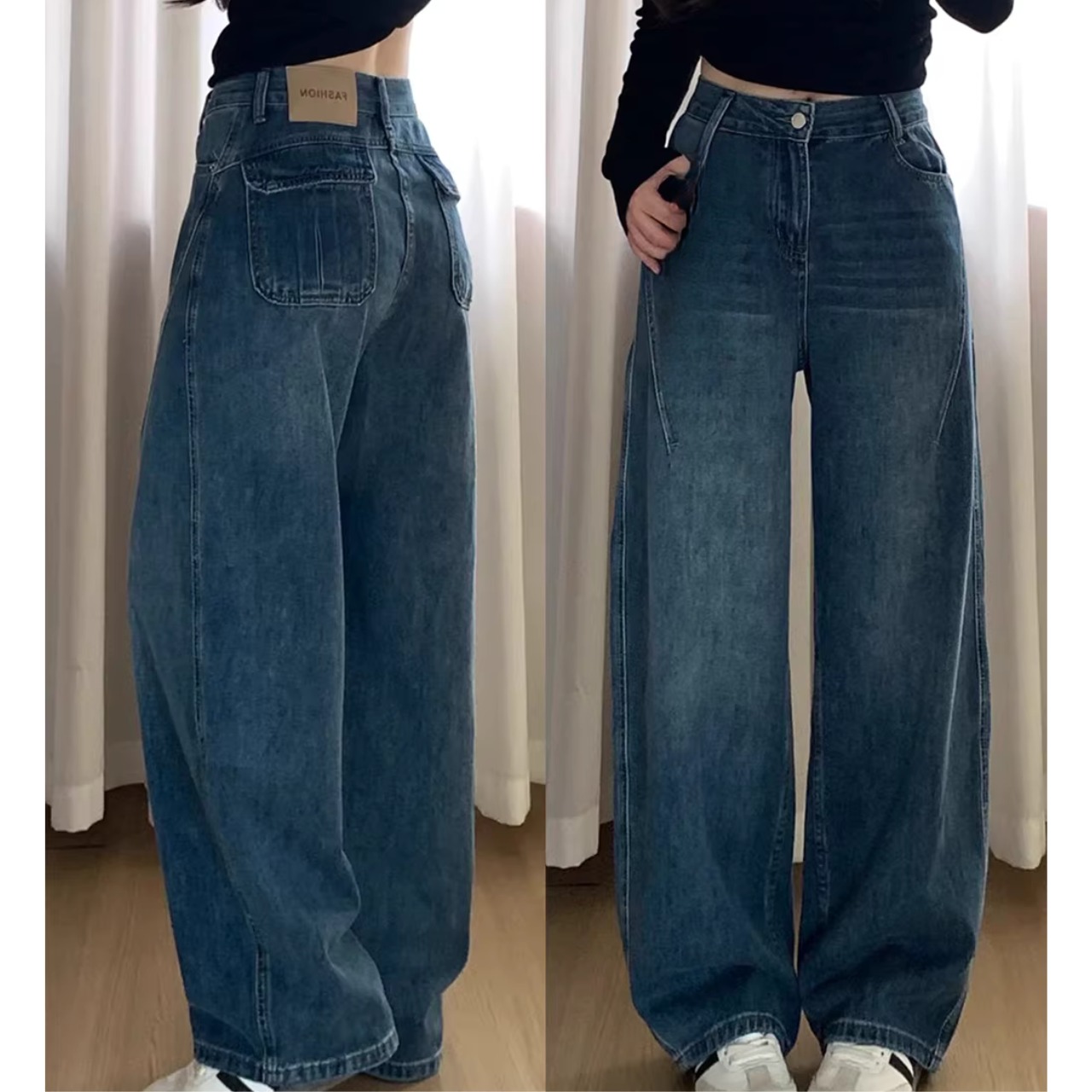 ワイド ハイウエスト フルレングス デニムパンツ 00054・画像6