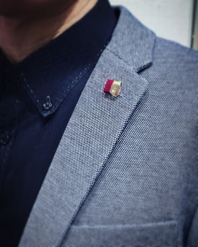 【ベーシック】ブローチM　キャメル×茶×シルバー