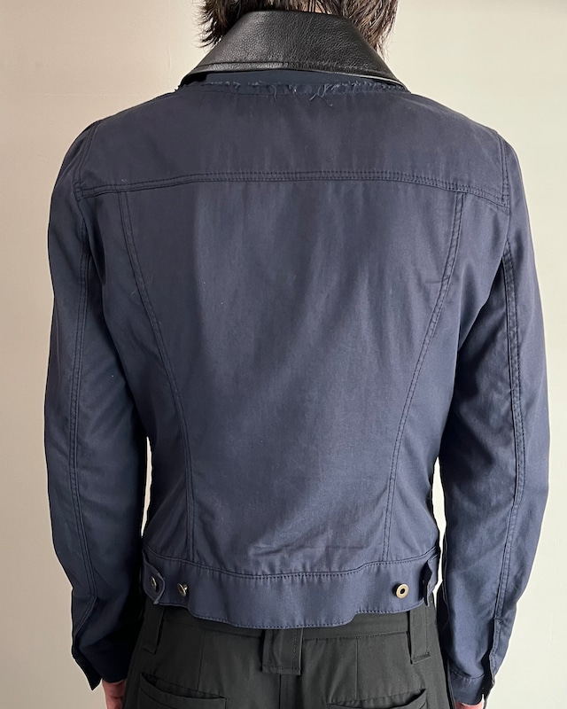 【00's MIUMIU】leather switching trucker jacket