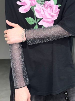 lamé second skin tops / black × silver lamé