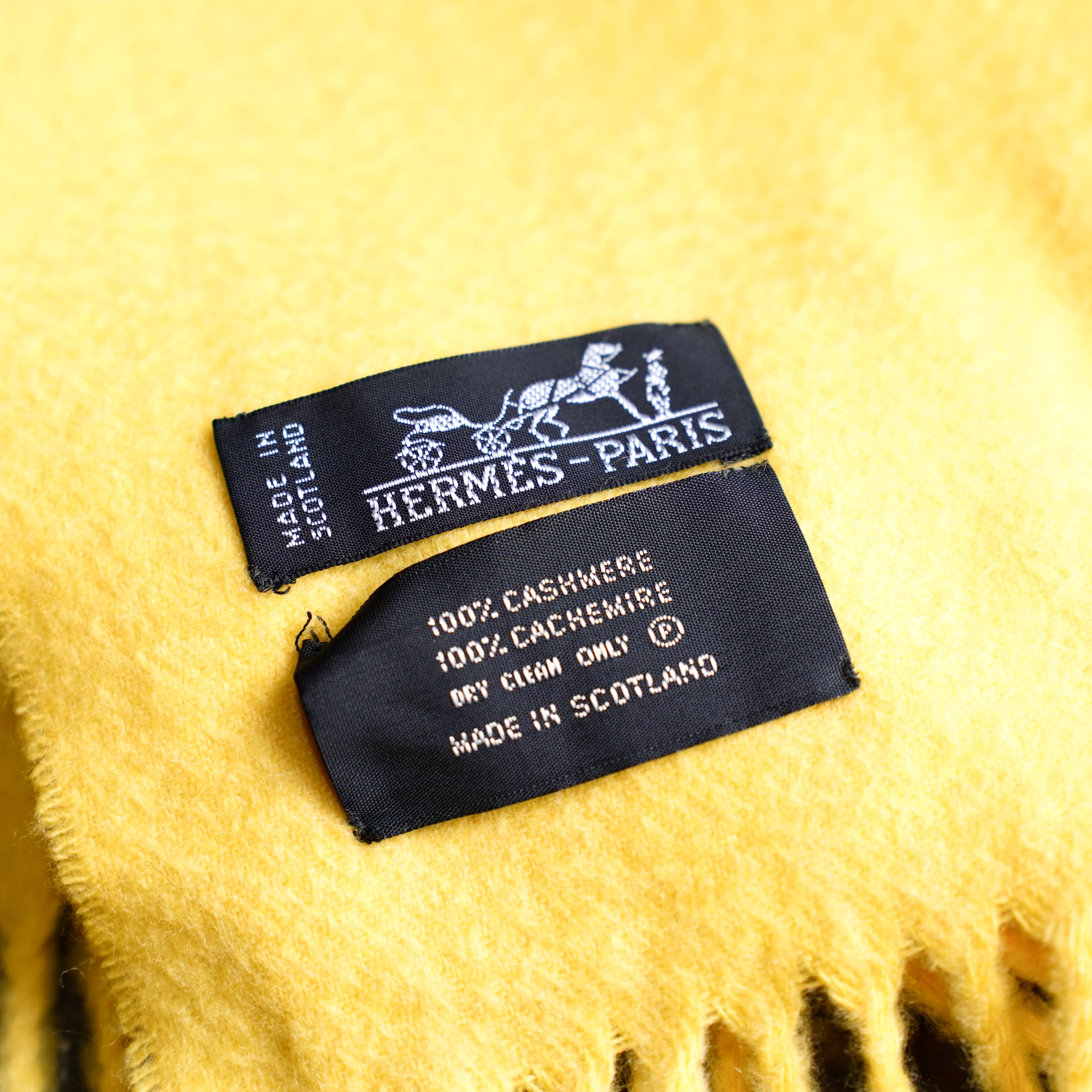 HERMES CASHMERE100% LARGE SIZE SHAWL MUFFLER MADE IN SCOTLAND