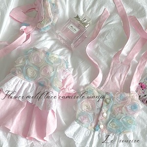 在庫限り【№B00526】Flower motif lace camisole Onepiece