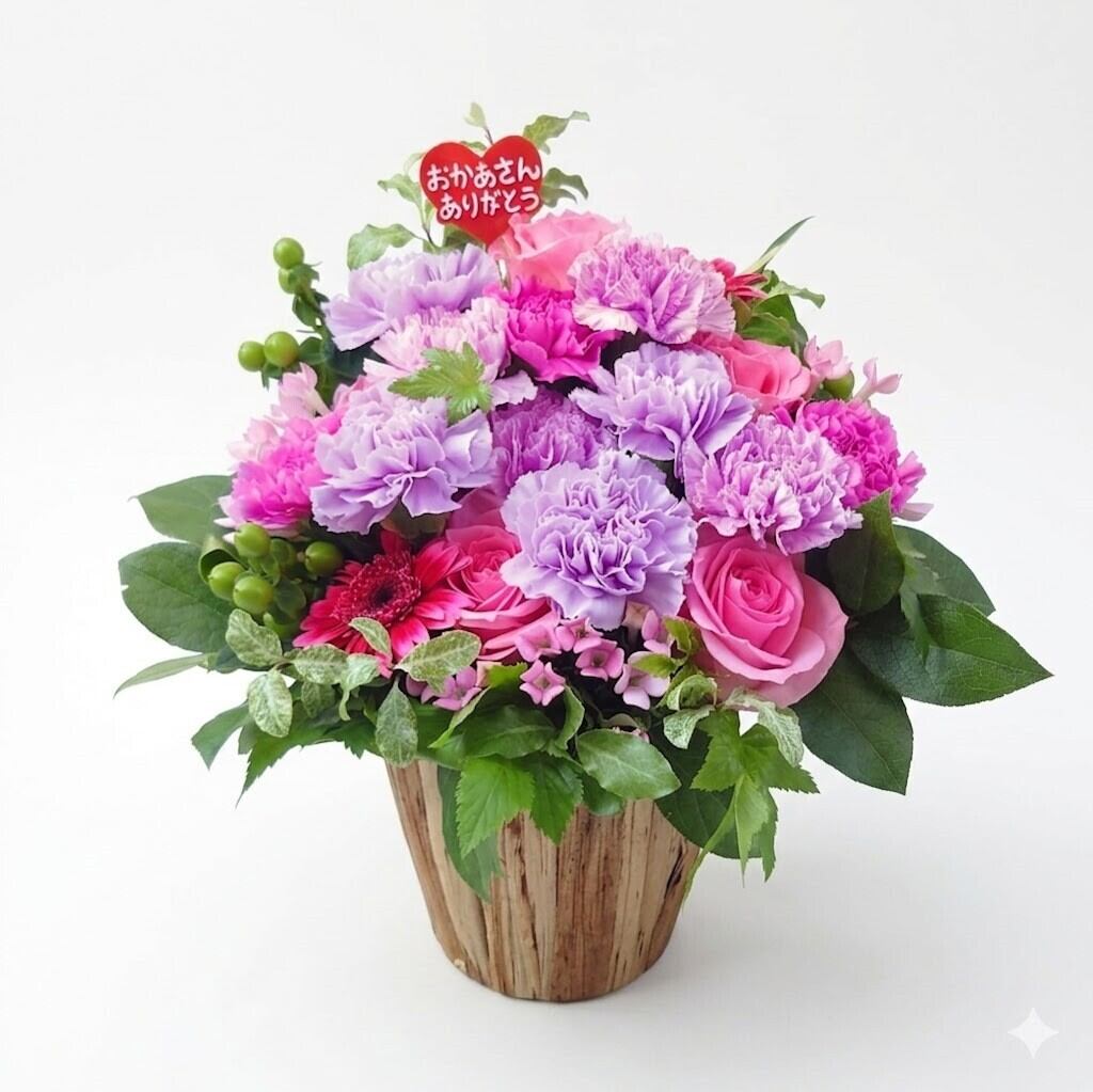 母の日:生花アレンジ:レッド:サイズS | SamaSama