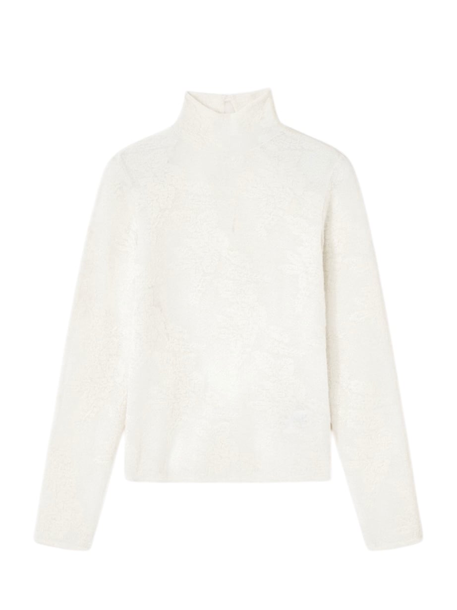 25AW】GANNI ガニー / SHEER FLOWER JACQUARD MOCKNECK / トップス