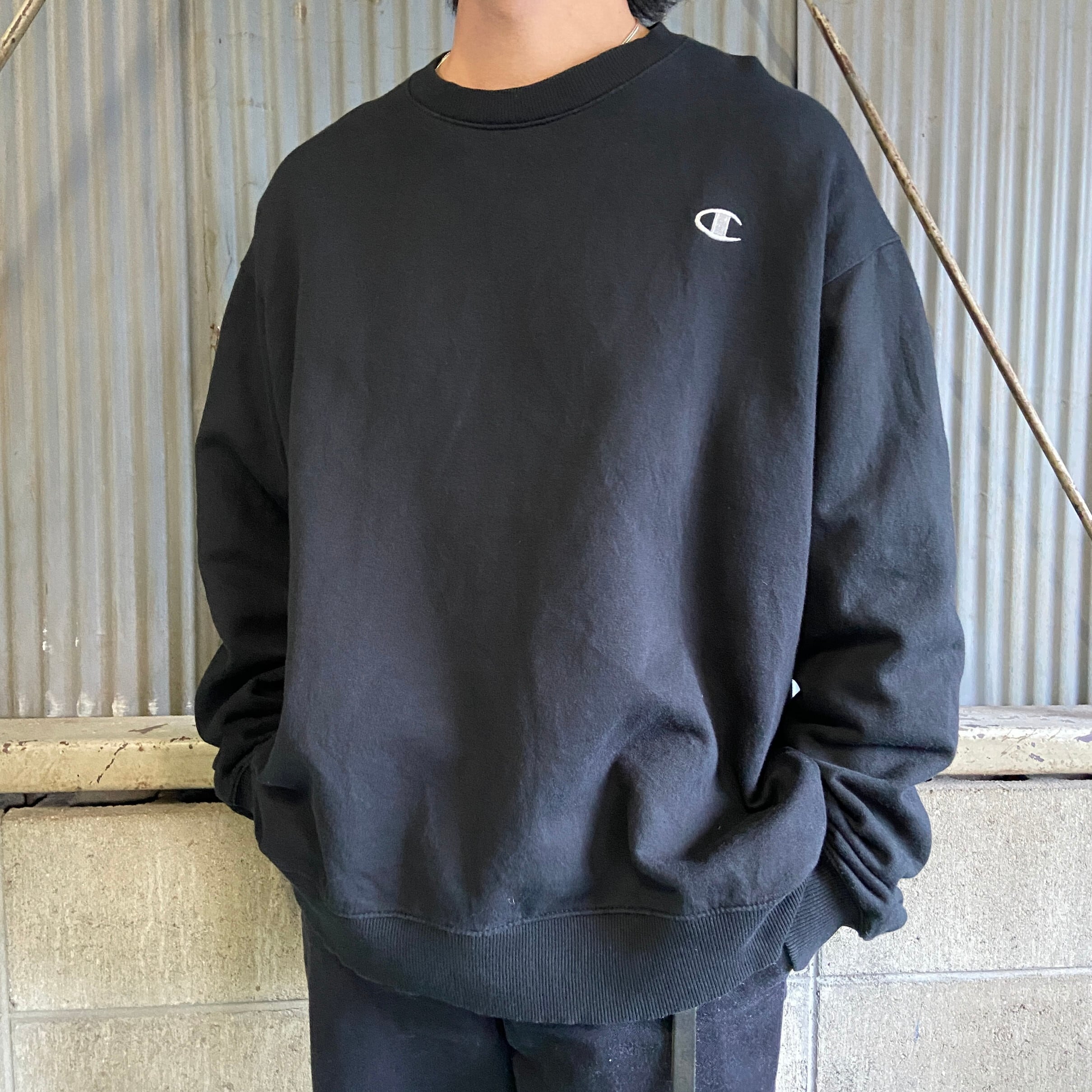 3XL 3XL Champion ワンポイント刺繍 スウェット オリーブ アースカラー 