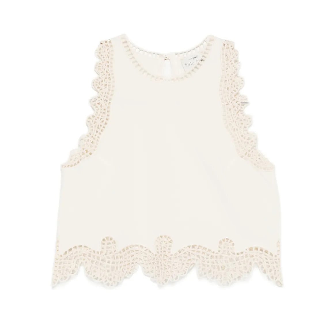 forte_forte COTTON POPLIN EMBROIDERY TOP CREAM