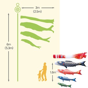 真・太陽ガーデンセット　３M７点セット（徳永鯉のぼり）