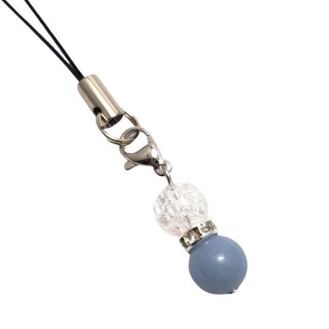 エンジェライト レインボークォーツ パワーストーン ストラップ 天然石 携帯ストラップ 天使 ブルー 青 スマホ お守り プレゼント ラッピング無料 メール便 送料無料 ハンドメイド アクセサリー