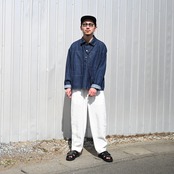 YASHIKI(ヤシキ）Shunko Cardiganネイビー、インテリム  9.3oz HEMP ORGANIC DENIM HYPER BIG SINGLE NEEDLE US ARMY PULLOVER JACKET