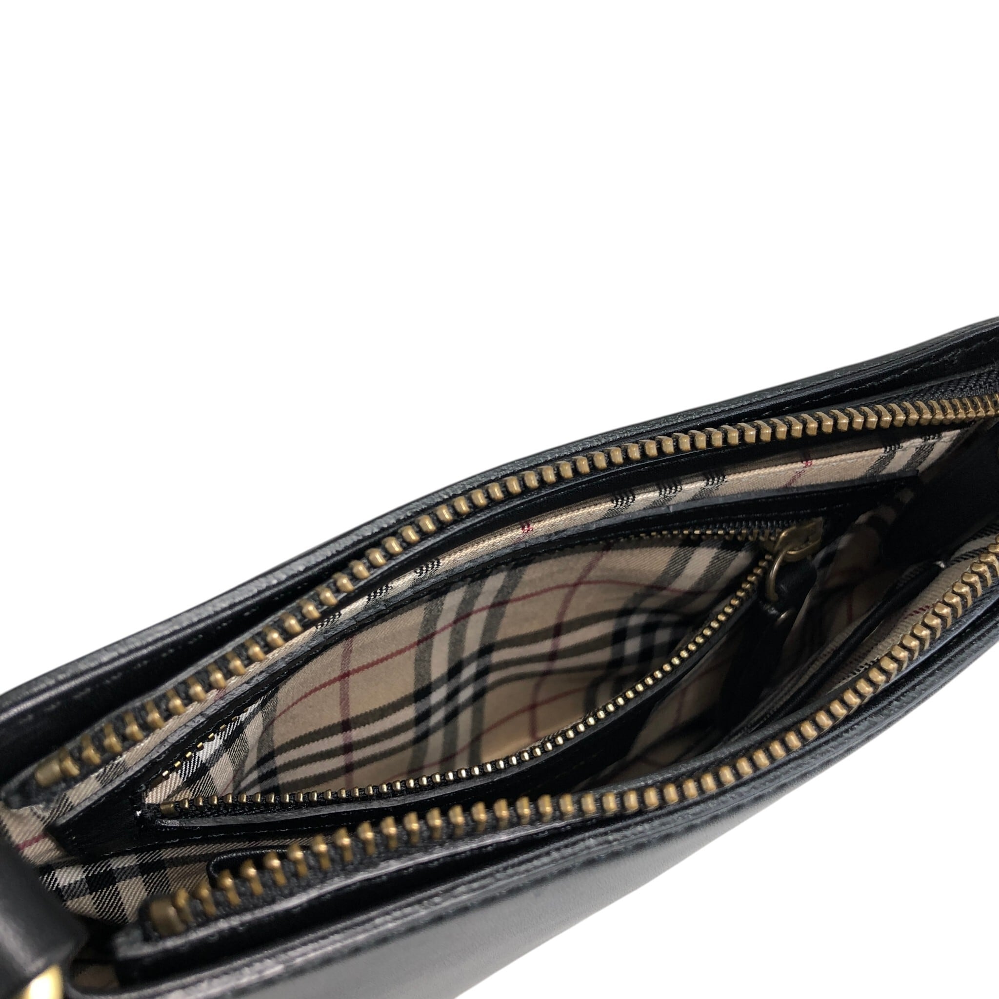 BURBERRY バーバリー ショルダーバッグ ブラック ロゴ レザー vintage