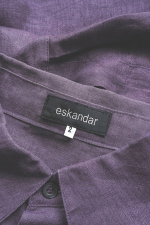 90's "eskandar" Pure Linen Square Pattern Oversized Shirt