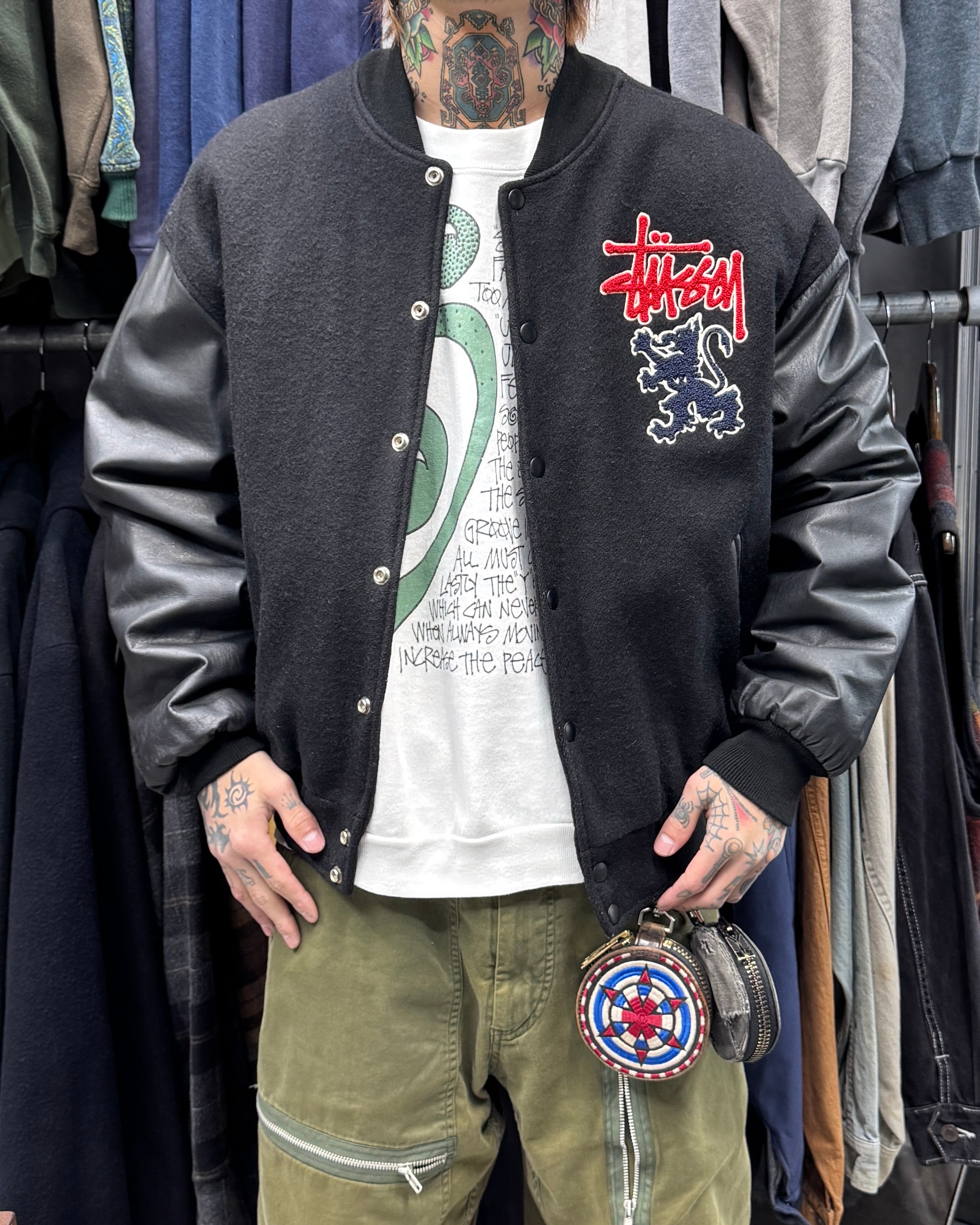 Special!!】90's old stussy Varsity Jacket “Griffin” “スタジャン