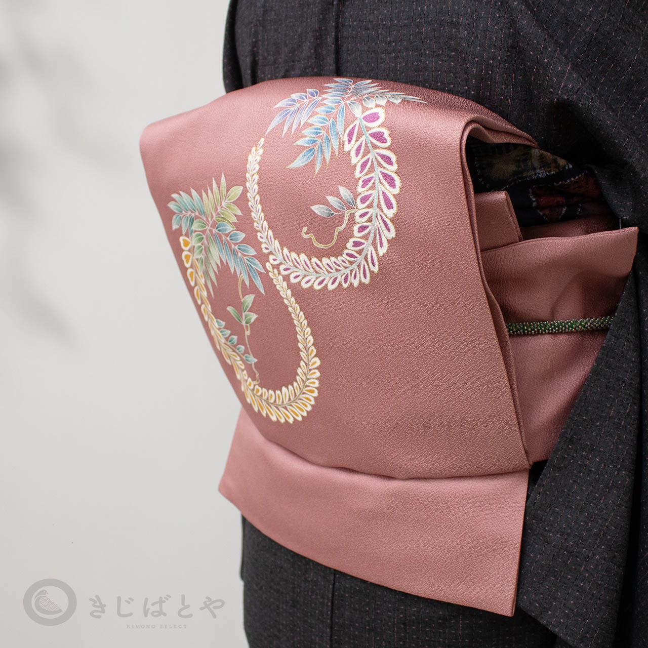 正絹ちりめん 積紅に藤のなごや 作家物 | きじばとや