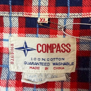 70's〜 COMPASS Printed Flannel Shirt 70年代 プリネル プリントフランネルシャツ ヴィンテージ ビンテージ  TT2026-0042