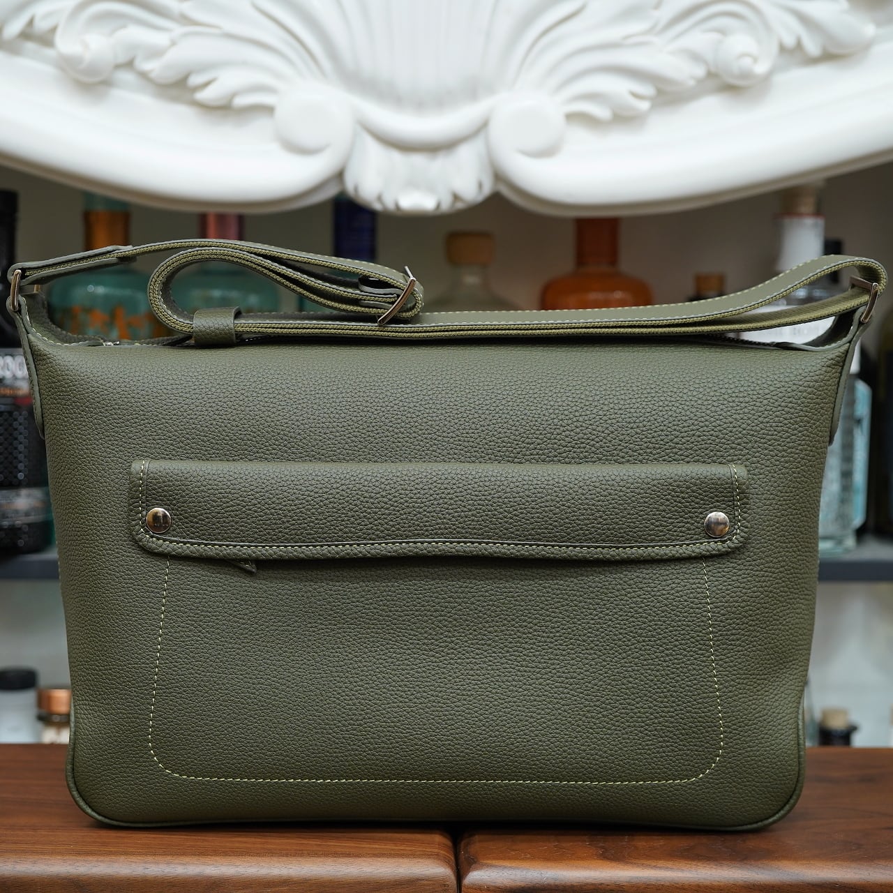 ル・ボナー パパスショルダー シュランケンカーフ オリーブ