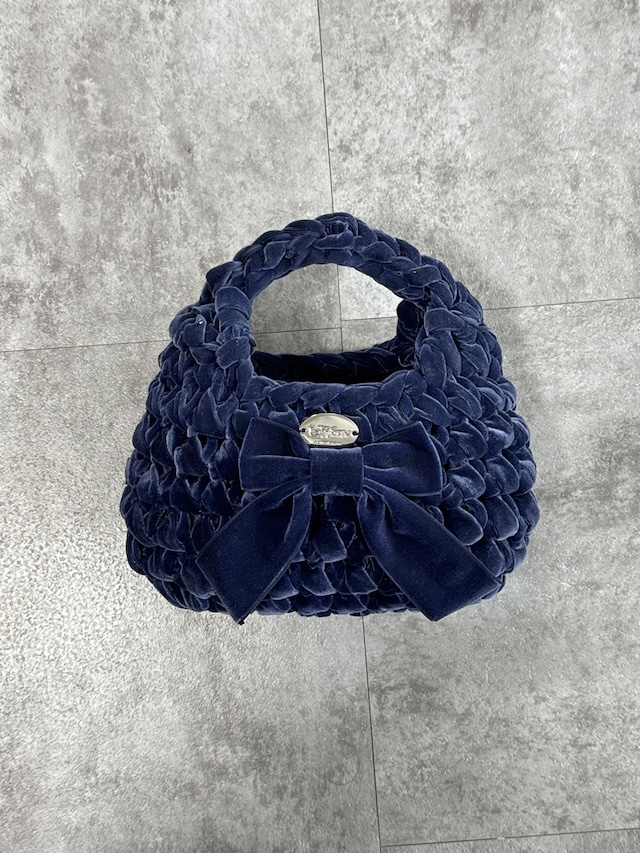 triangle velvet ribbon bag medium 《butter yellow》