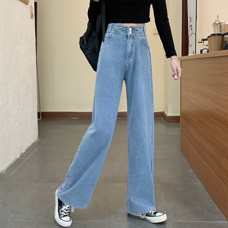 ジーンズ スプリングハイウェストパンツ 薄手 レッド 春物 スーパーモール13852418457