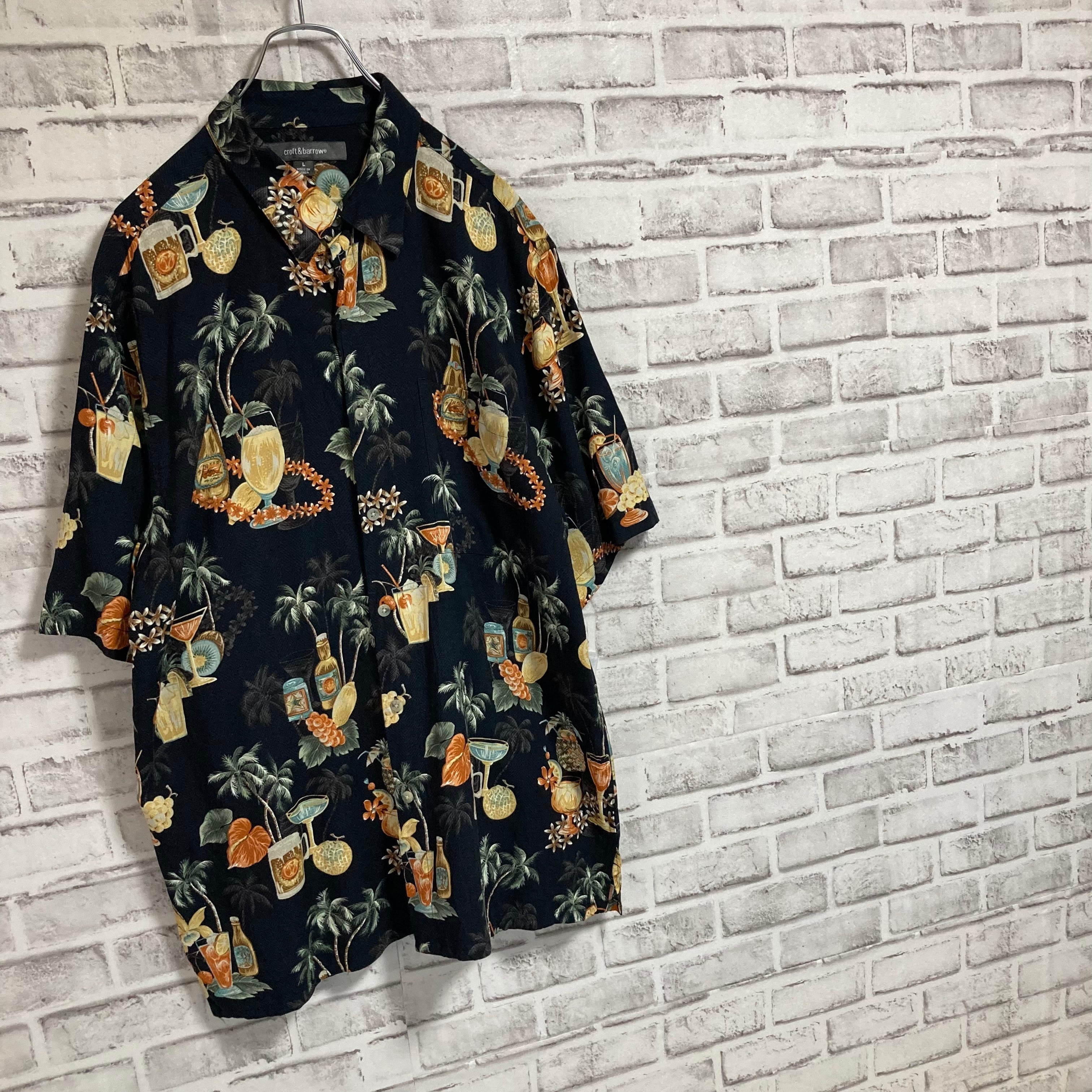 【croft&barrow】S/S Shirt L “BEER Pattern” Rayon100% アロハ