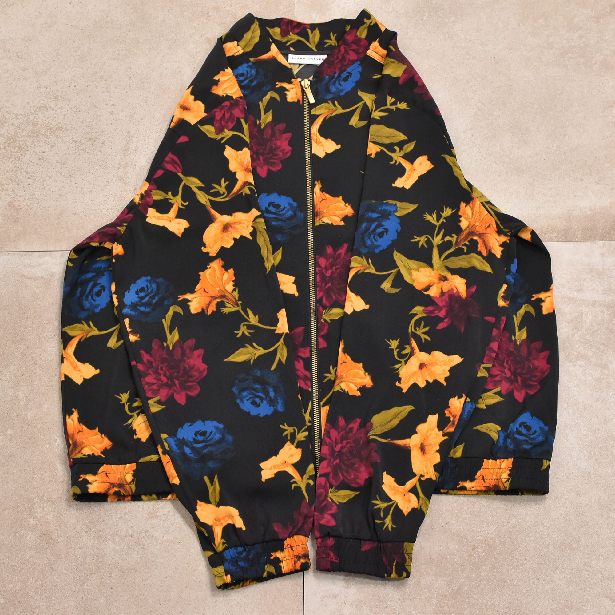SUSAN GRAVER flower pattern poly blouson | 古着屋 grin days SUSAN GRAVER flower pattern poly blouson | 古着屋 grin days