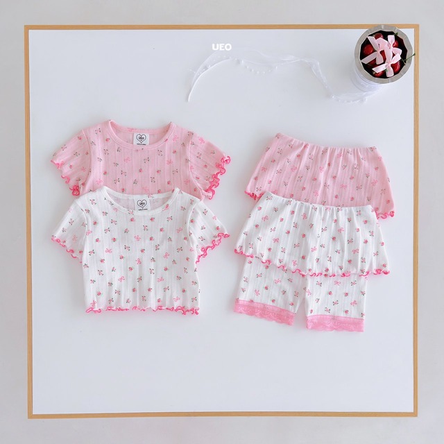 【取寄】ueo｜rose skirt leggings set｜ローズスカッツセット｜S-JM｜kids&jr｜26 summer