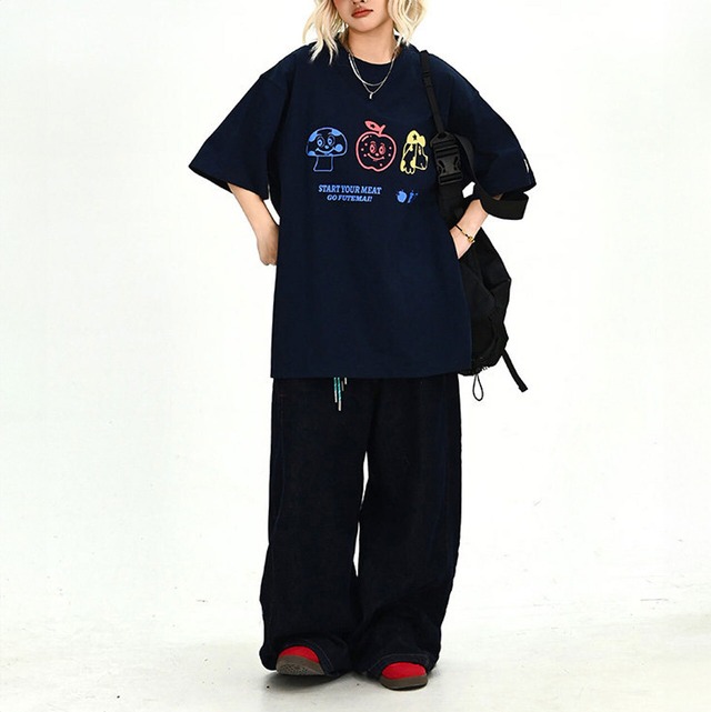 レトロキャラクターコミカルプリントTシャツ 2col R02057