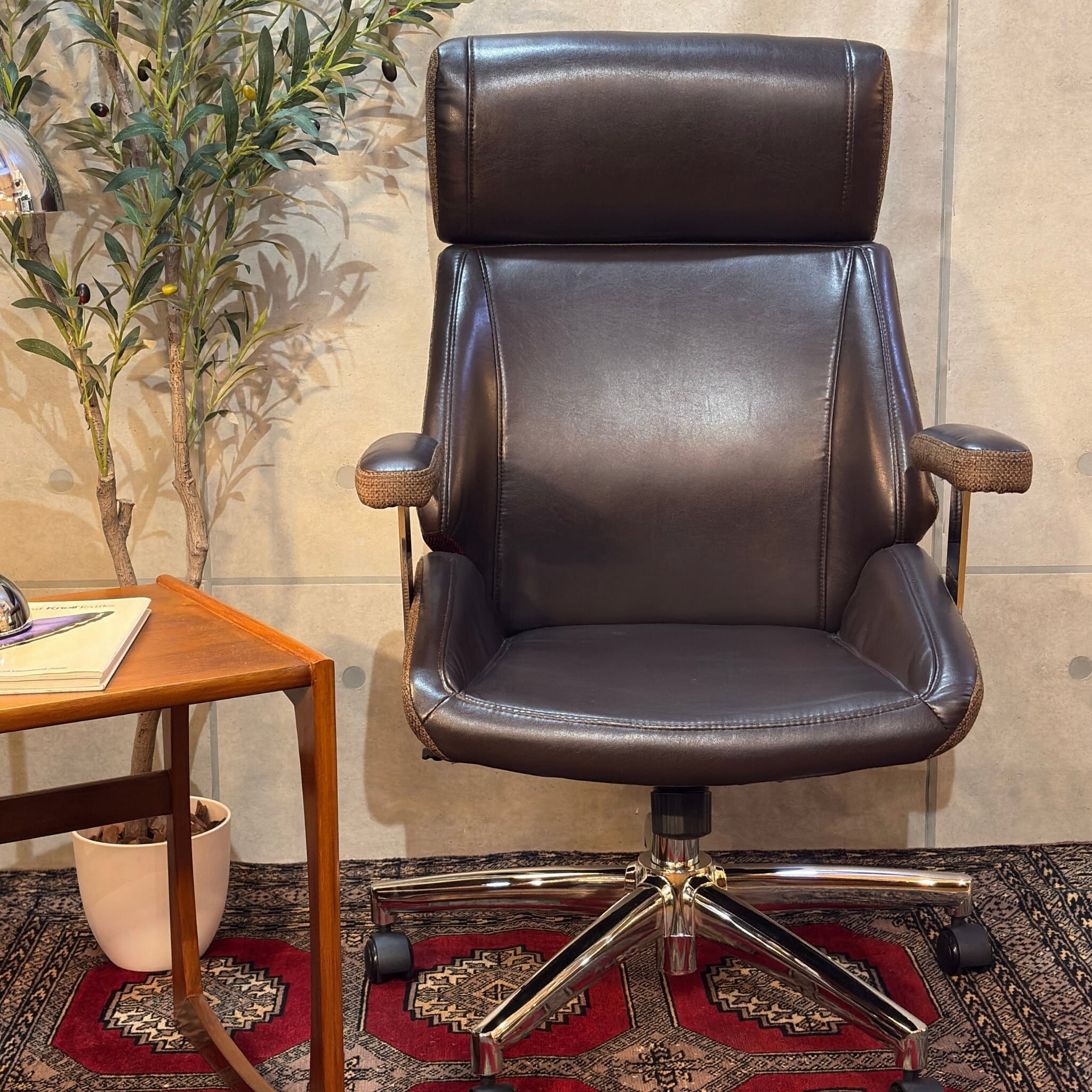 新品】ヴィンテージ風 デスクチェア WP | レザー×ファブリック