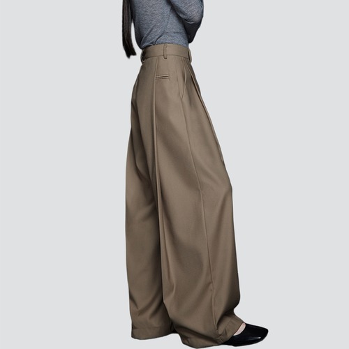 Wide leg tuck trousers A00078