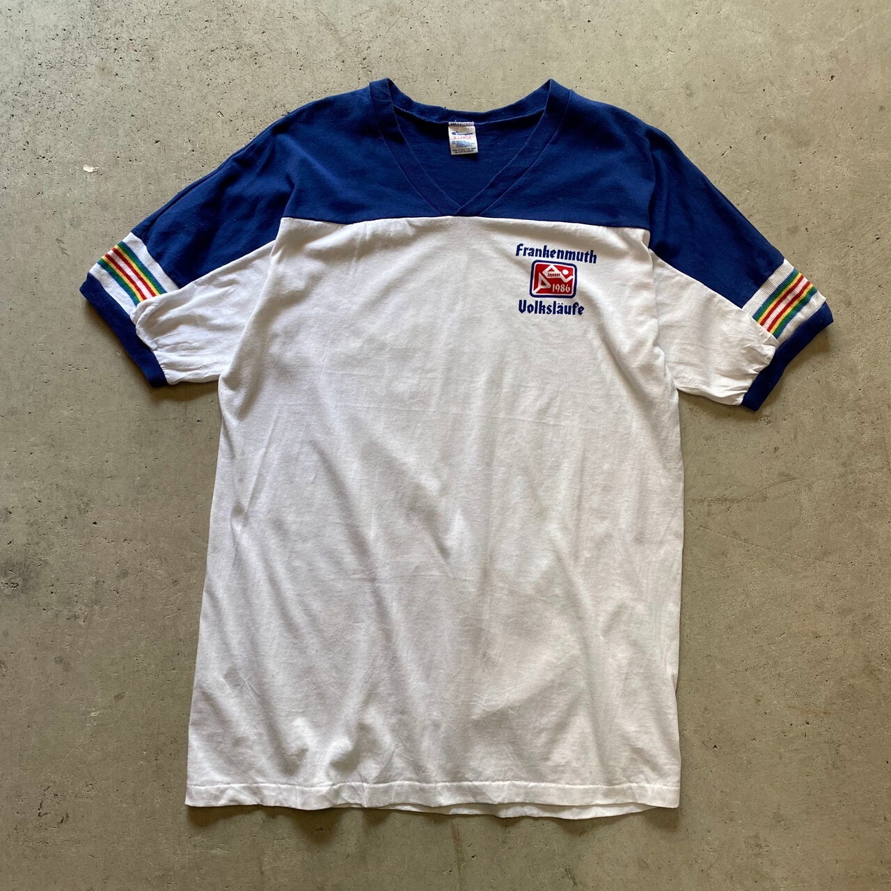 80年代 Champion チャンピオン frankenmuth Volkslaufe Vネック 切替 