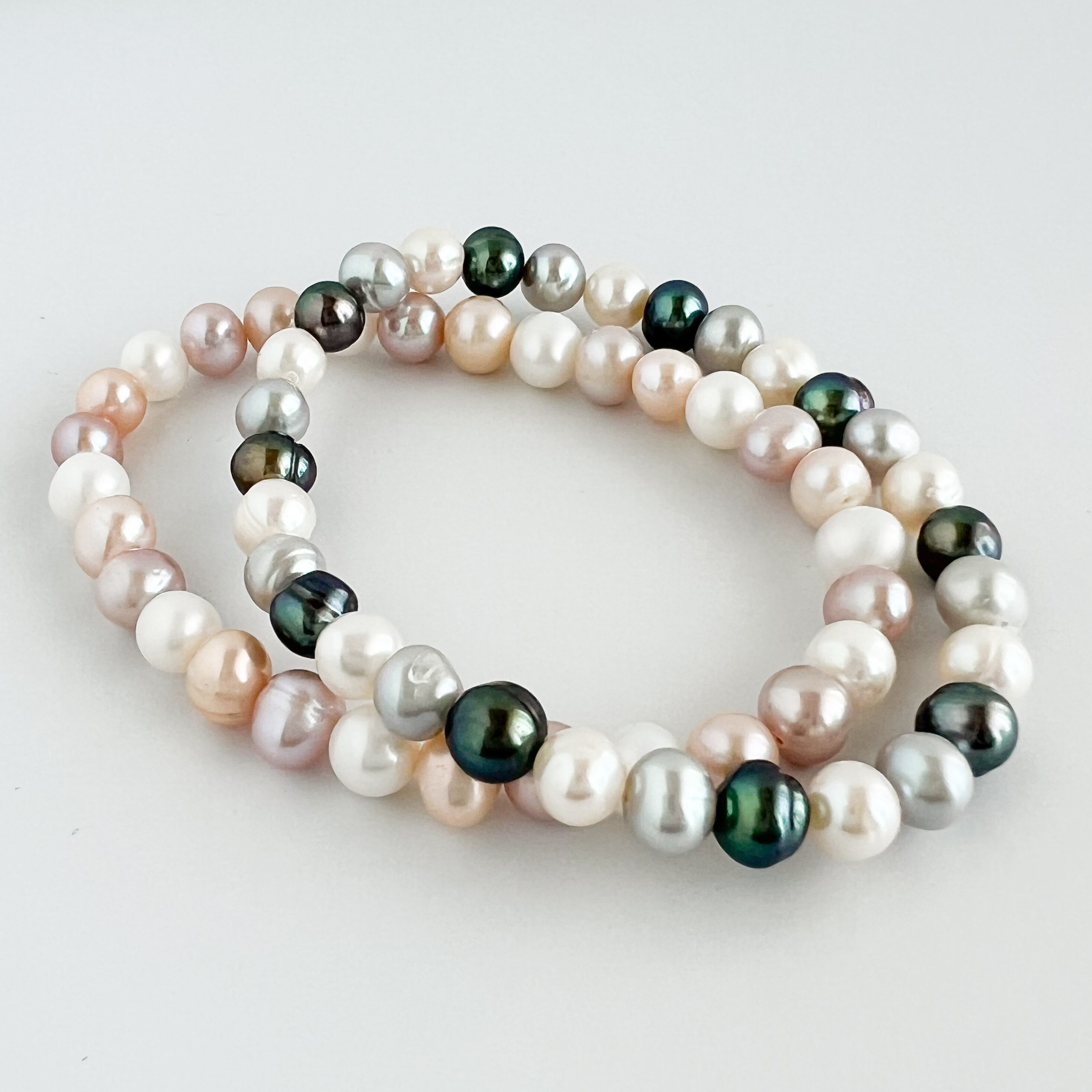 2連 マルチ淡水パール、ゴールデンオーラ水晶 放さ 