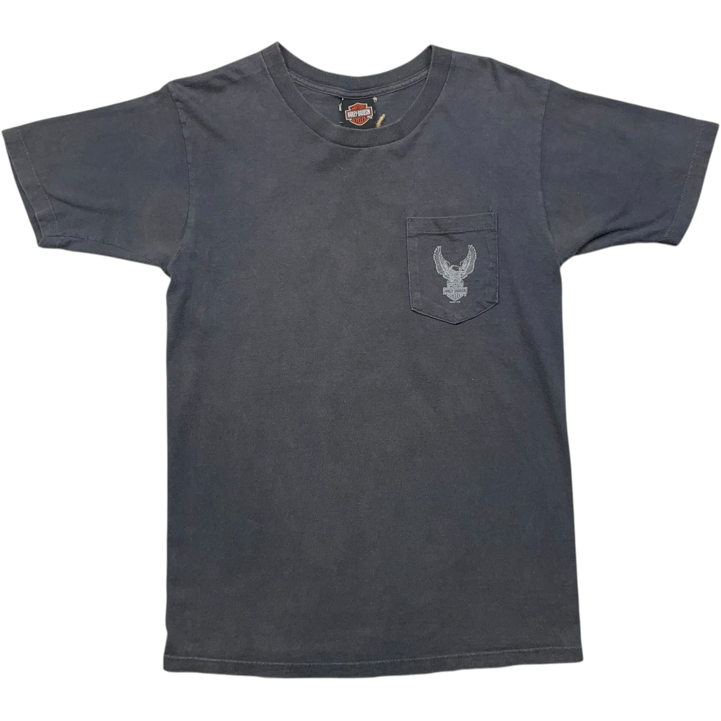 《M》 Harley-Davidson ハーレーダビッドソン Tシャツ 両面プリント ワンポイント 胸ポケット USA製 no.7346