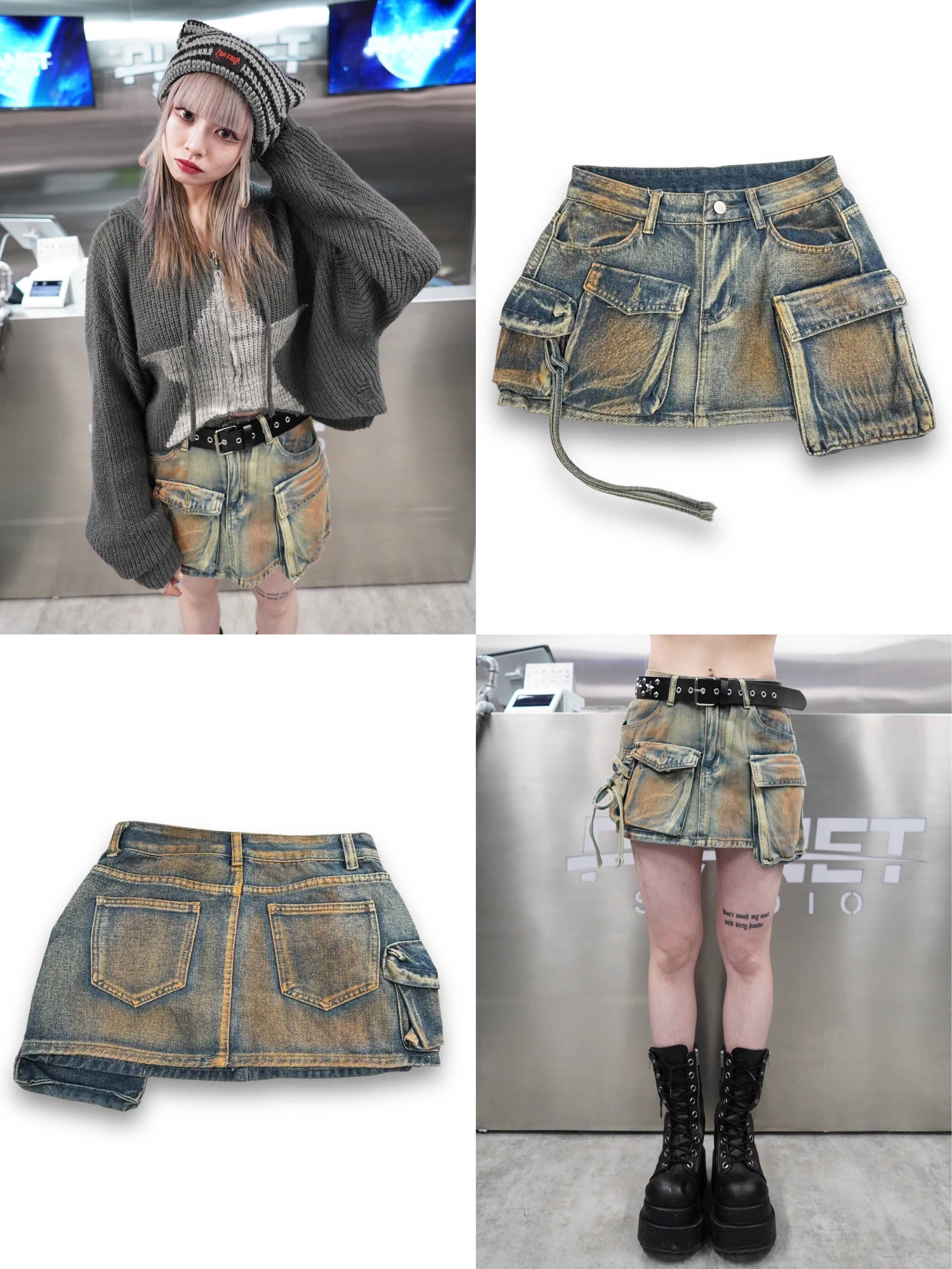 【PLANET STUDIO】cargo denim miniskirt