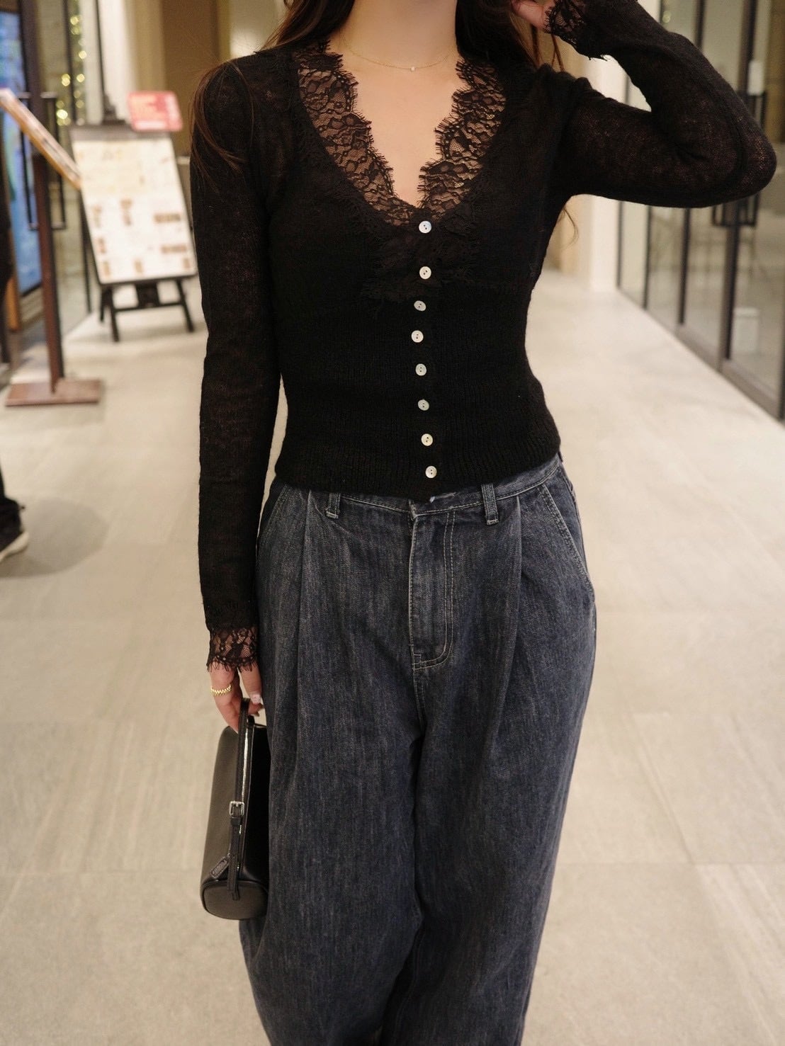 Lace mohair knit / black(12月下旬〜1月上旬頃発送予定)