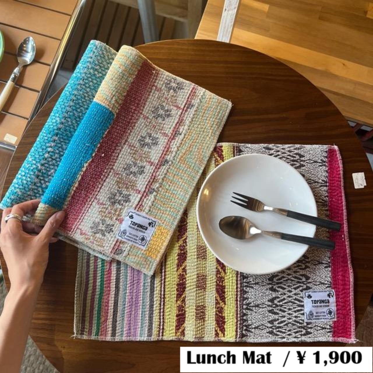 TOPANGA Kitchen India Vintage Lalli Quilt lunch Mat 10Type 　A〜J 30×40cm 　インドヴィンテージラリーキルト　ランチマット 10種　【メール便可】