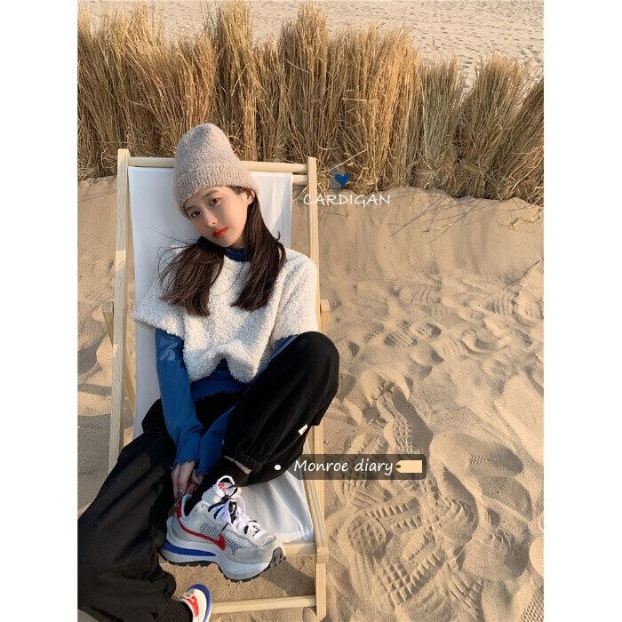 ウールショートTシャツ シャツ ルーズトップス レッド ウィンター 冬物 モンロー19329742943