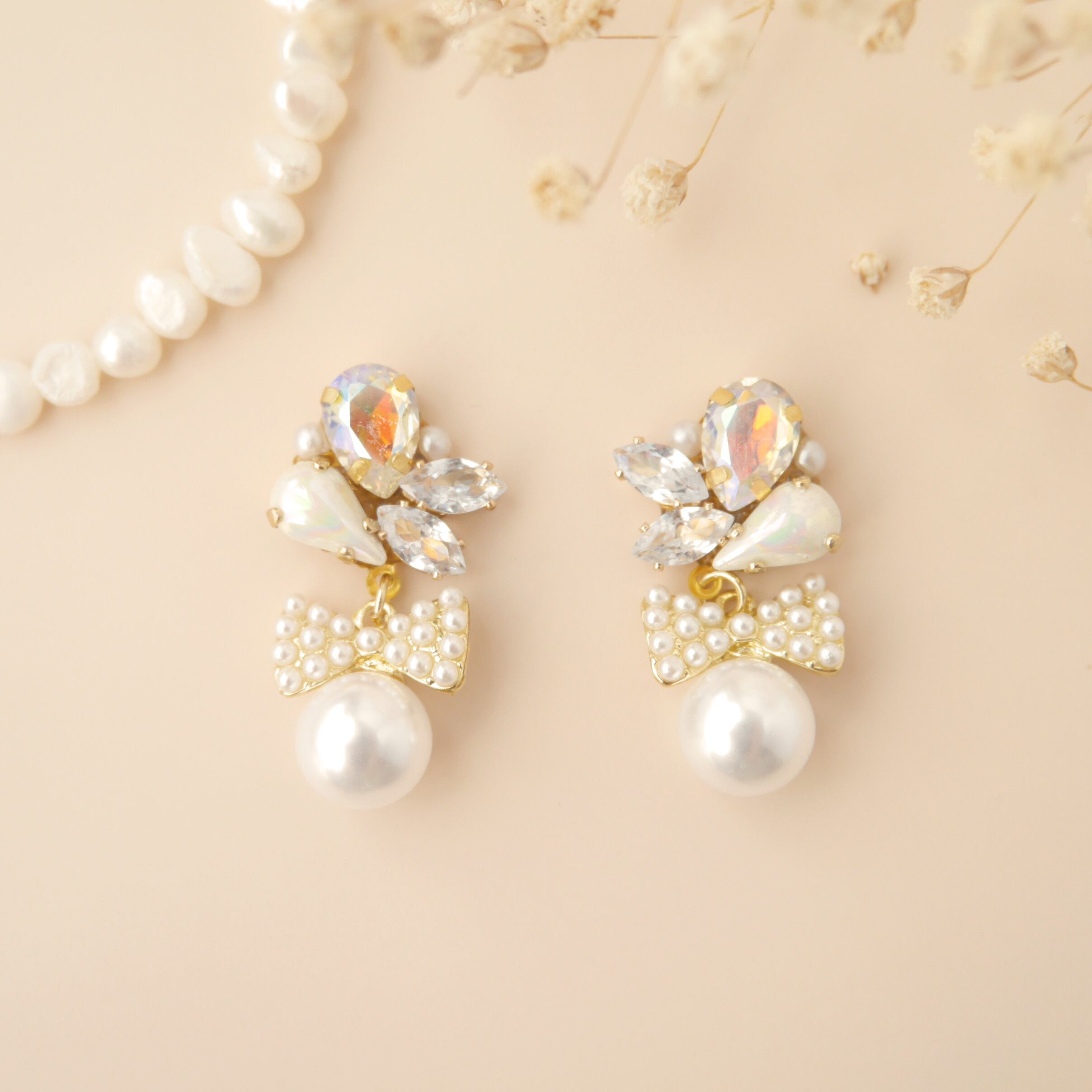 オーロラホワイト リボンパール