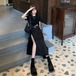 ✞ スタンダードサイド♥カワイイ♥ブラックスカート レトロ ✞ゴスロリ SM ミリ 甘ロリ クラロリ 和ロリ エレガント 黒ロリ 姫ロリ 華ロリ BB-BB8377195